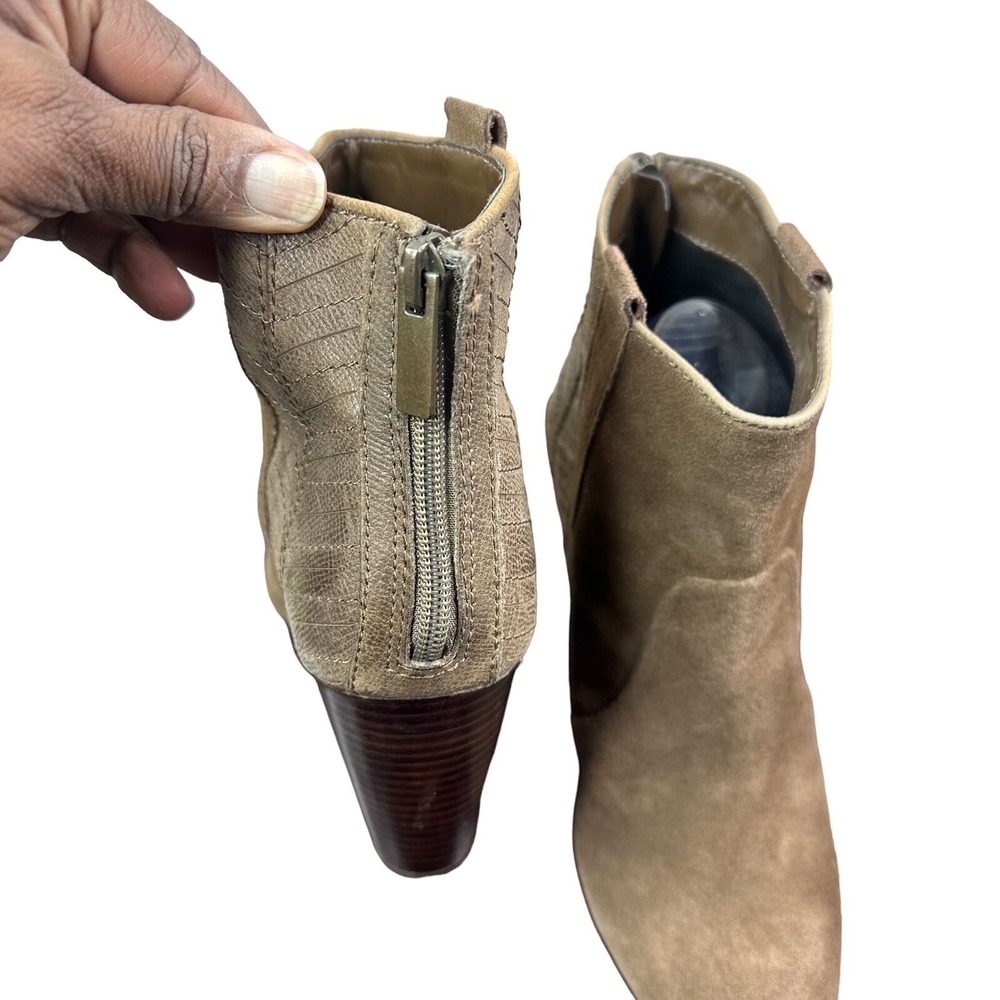 Dolce Vita Boots 9 Brown Suede Ankle Wedge Zip Western Boho Winter Minimalist - Picture 6 of 12